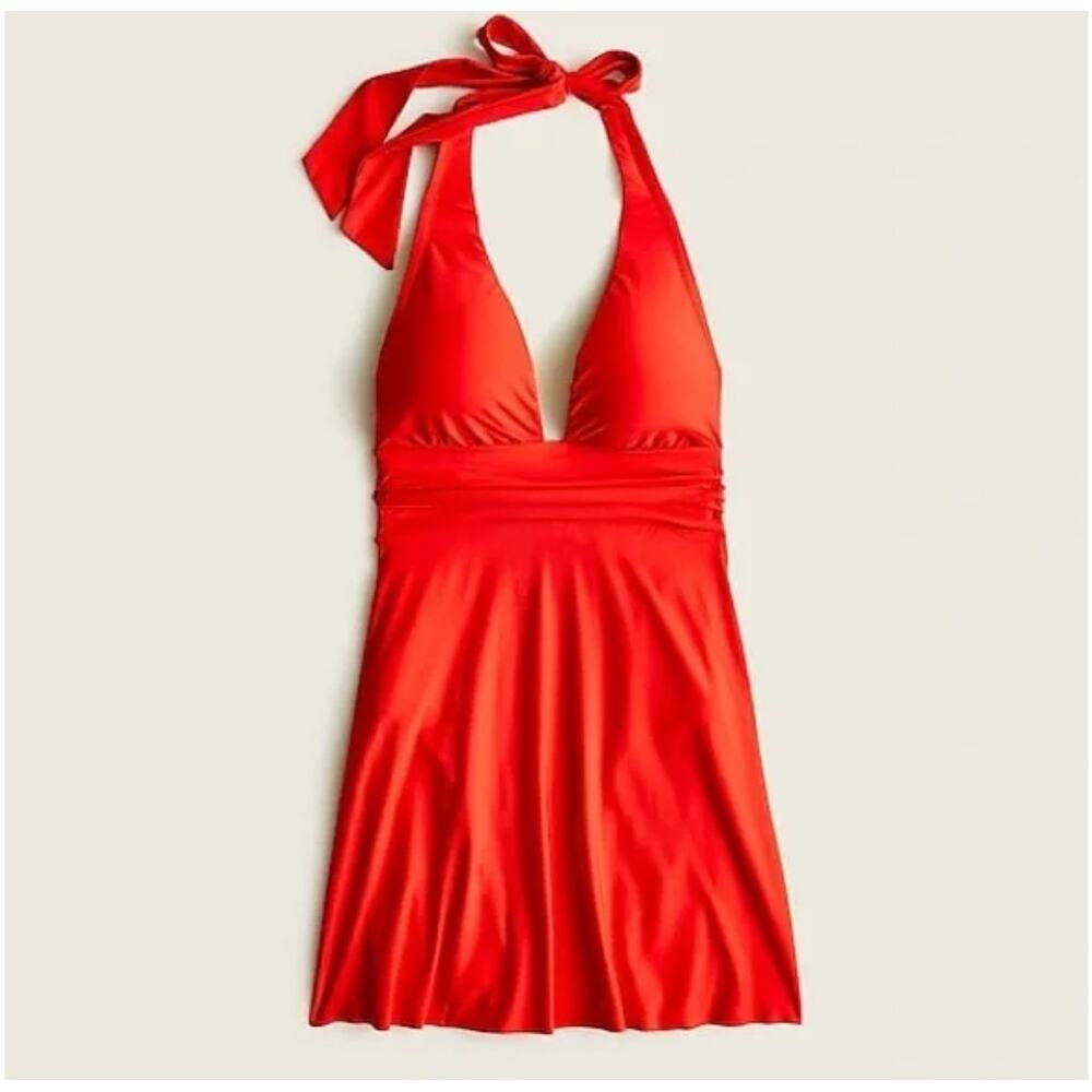 J. Crew Red Halter Swim Dress